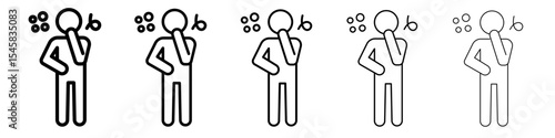 Nausea icon thin outline logo mark set