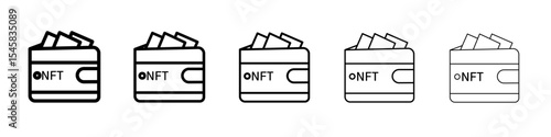 NFT wallet icon thin outline logo mark set