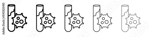 PCR test icon thin outline logo mark set