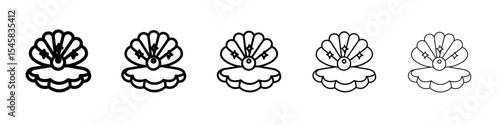 Pearl icon thin outline logo mark set