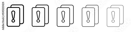 Penalty card sport icon thin outline logo mark set