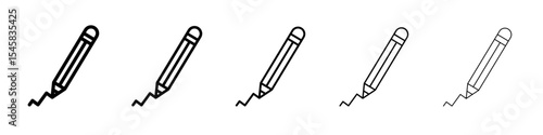 Pencil icon thin outline logo mark set