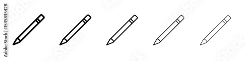 Pencil icon thin outline logo mark set
