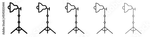 photography lighting icon thin outline logo mark set