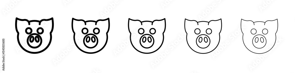 Pig face icon thin outline logo mark set Pig face icon thin outline logo mark set