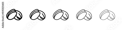 pistachio icon thin outline logo mark set