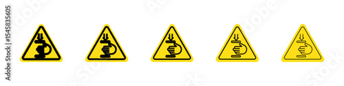 pinched warn sign icon thin outline logo mark set