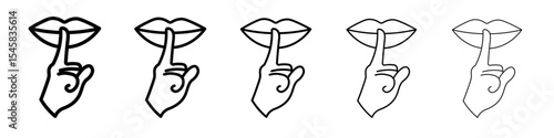 Please do quite pssst icon thin outline logo mark set
