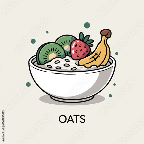 Oatmeal Bowl with Kiwi Strawberry Banana oats