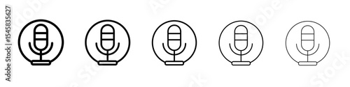 Podcast Icon thin outline logo mark set
