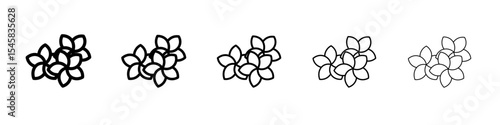 plumeria icon thin outline logo mark set