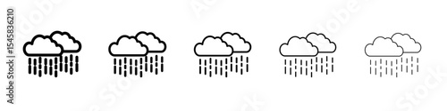 Rain icon thin outline logo mark set