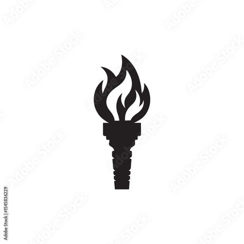 Minimalist Black and White Olympic Torch Silhouette Icon
