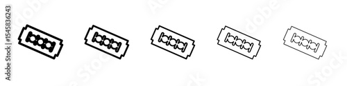 Razor blade icon thin outline logo mark set