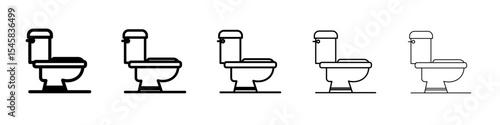 restroom toilet icon thin outline logo mark set