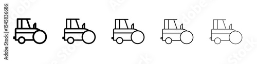 Road roller icon thin outline logo mark set