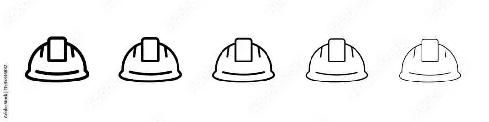 Safety helmet icon thin outline logo mark set Safety helmet icon thin outline logo mark set