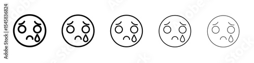 sad icon thin outline logo mark set