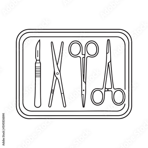Surgical Tools Tray Medical Instruments Hospital Surgery Healthcare Vector