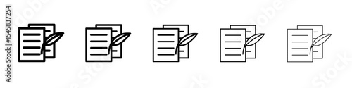 Script icon thin outline logo mark set