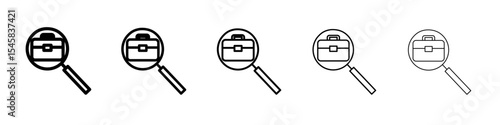 Search for job icon thin outline logo mark set