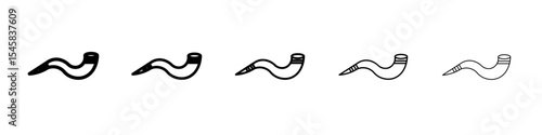 Shofar icon thin outline logo mark set