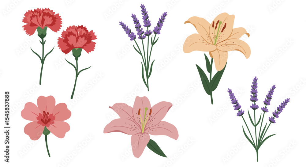 Diverse Hand-Drawn Botanical Flower Set with Dandelions, Sunflowers, Daisies, Lilies, Daffodils, and Irises etc. Diverse Hand-Drawn Botanical Flower Set with Dandelions, Sunflowers, Daisies, Lilies, Daffodils, and Irises etc.