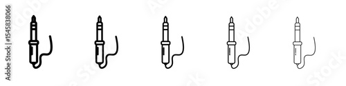 Soldering iron icon thin outline logo mark set
