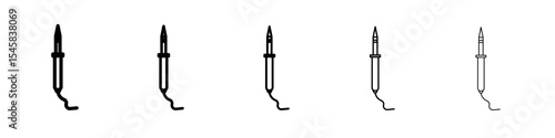 Soldering iron icon thin outline logo mark set