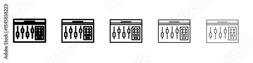 Sound mixer icon thin outline logo mark set