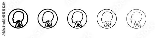 Sore throat icon thin outline logo mark set