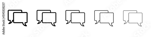 Speech Bubble icon thin outline logo mark set