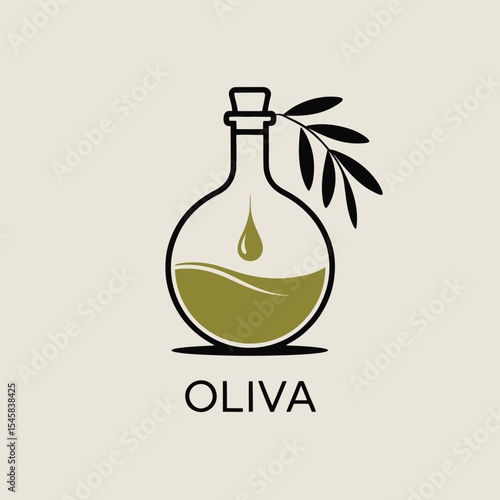 Olive Oil Bottle Logo Design Green Gold image