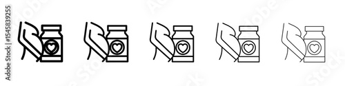 Supplements for pregnant women icon thin outline logo mark set