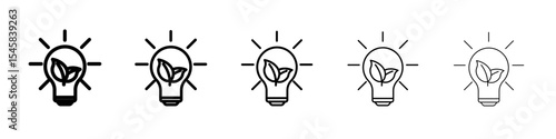 Sustainable ecological energy icon thin outline logo mark set