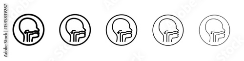 Swallowing reflex icon thin outline logo mark set