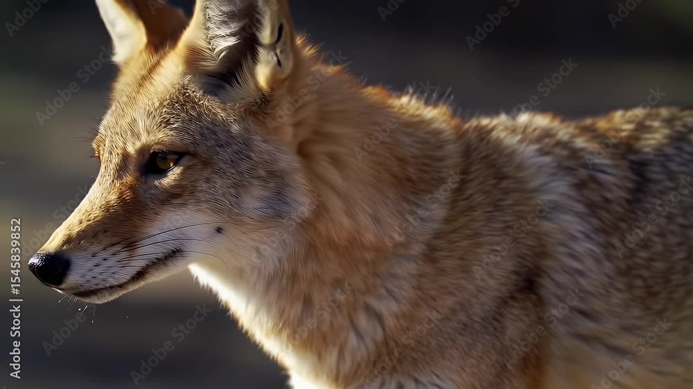 Detailed Close Up of Wild Coyote Face with Sharp Gaze in Natural Outdoor Environment Detailed Close Up of Wild Coyote Face with Sharp Gaze in Natural Outdoor Environment