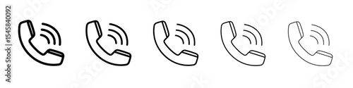 Telephone phone call icon thin outline logo mark set