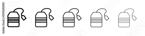 Tea bag icon thin outline logo mark set