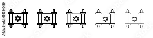 Torah icon thin outline logo mark set
