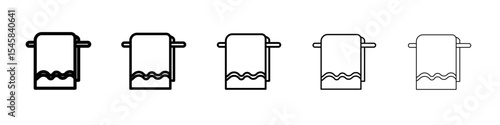 towel icon thin outline logo mark set