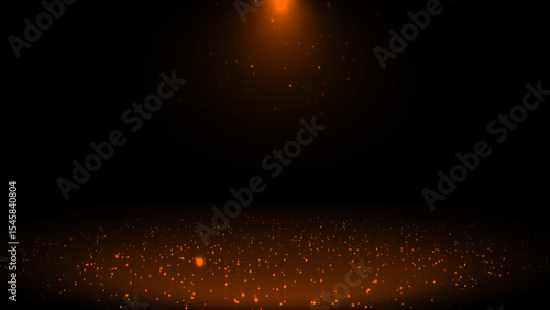 Orange falling glitter particles awards background, futuristic Orange particles dark background