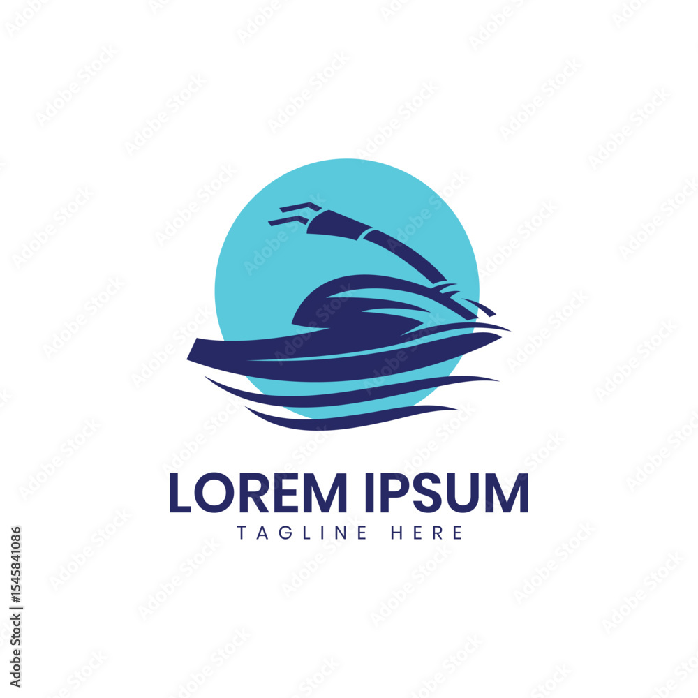 Fototapeta premium jet ski creative logo design modern minimal concept beach ocean vacation travel