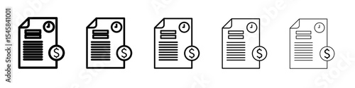 Transaction history icon thin outline logo mark set