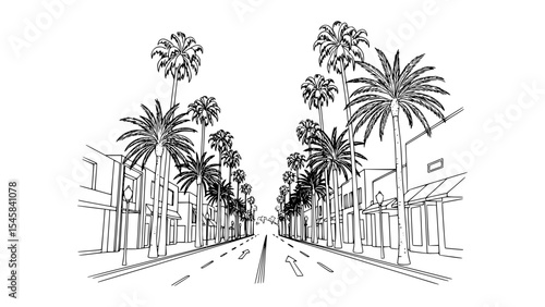 Line Art of Beverly Drive, Beverly Hills