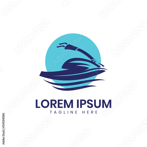 jet ski creative logo design modern minimal concept beach ocean vacation travel