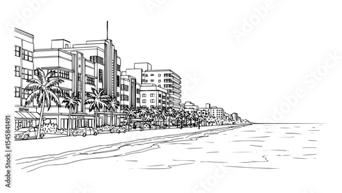 Line Art of Ocean Drive, Miami