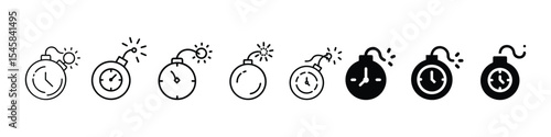Time Bomb Icon – High Risk Situation and Urgent Threat Symbol, Icon of a bomb with timer symbolizing high risk scenarios, urgent threats, dangerous deadlines, explosive consequences