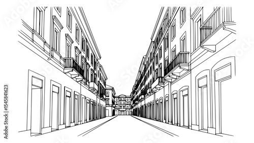 Line Art of Via Monte Napoleone, Milan