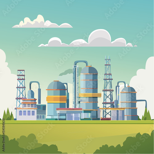 Oil refinery industry under cloudy sky